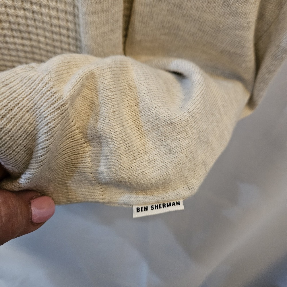 Ben Sherman Sweater Polo Men XL Cream Knit Short Sleeve Mod Retro Country Club - Picture 3 of 6